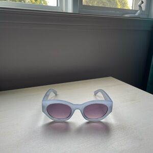 Stylish White Sunglasses with Purple Lenses